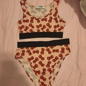Hello Kitty X I SAW IT FIRST Pink Hello Kitty Rib Bralet/Sports Bra Set
